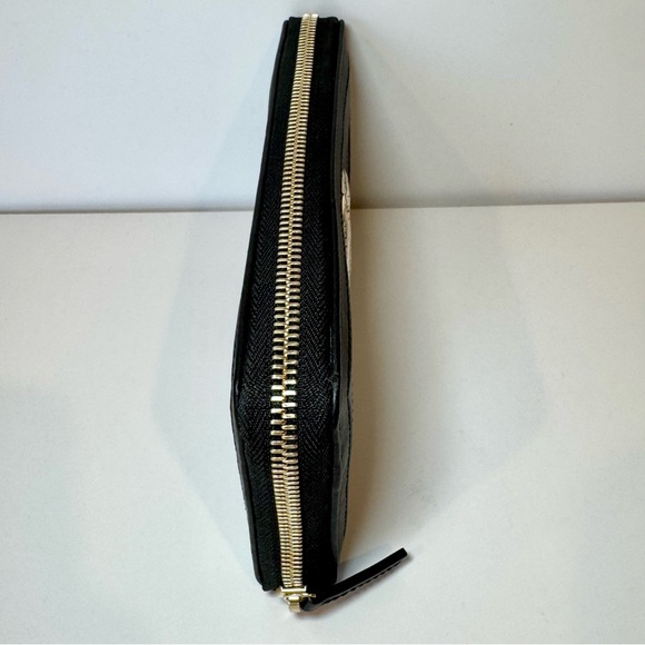 New Gucci Sukey GG Monogram Black Leather Zip Around Wallet W Gold GG Logo - Picture 6 of 13